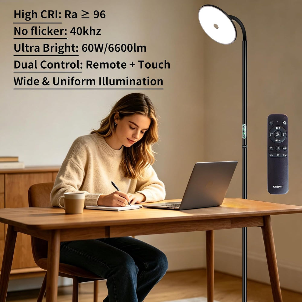 chiphy 60W Torchiere Floor Lamp, 76'' Dimmable Tall Lamp, Sky Floor Lamp
