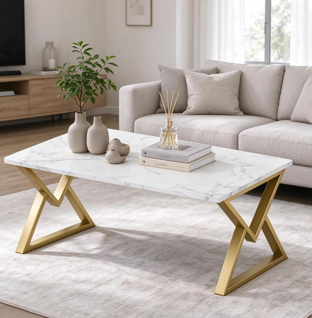 Coffee Tables for Living Room, Marble Coffee Table Modern White