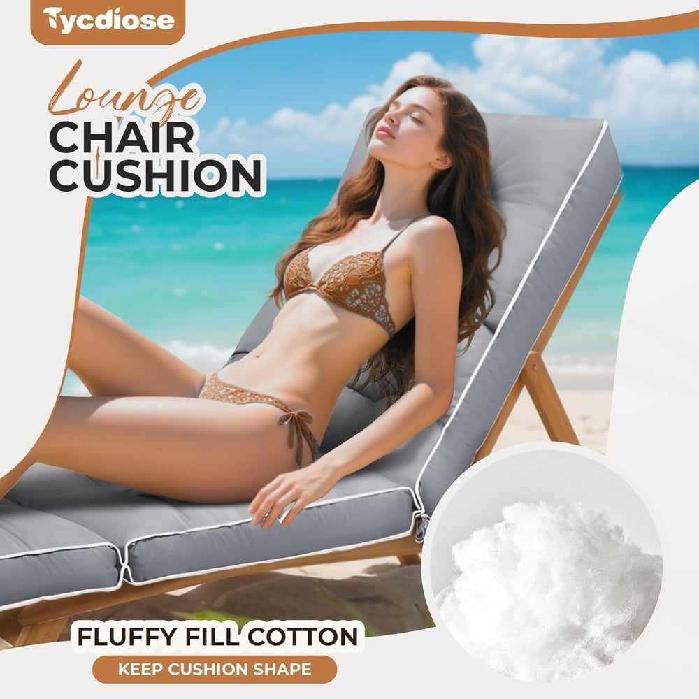 Outdoor Chaise Lounge Chair Cushion, Non-Slip Patio Chaise Lounge Cushions Wa...
