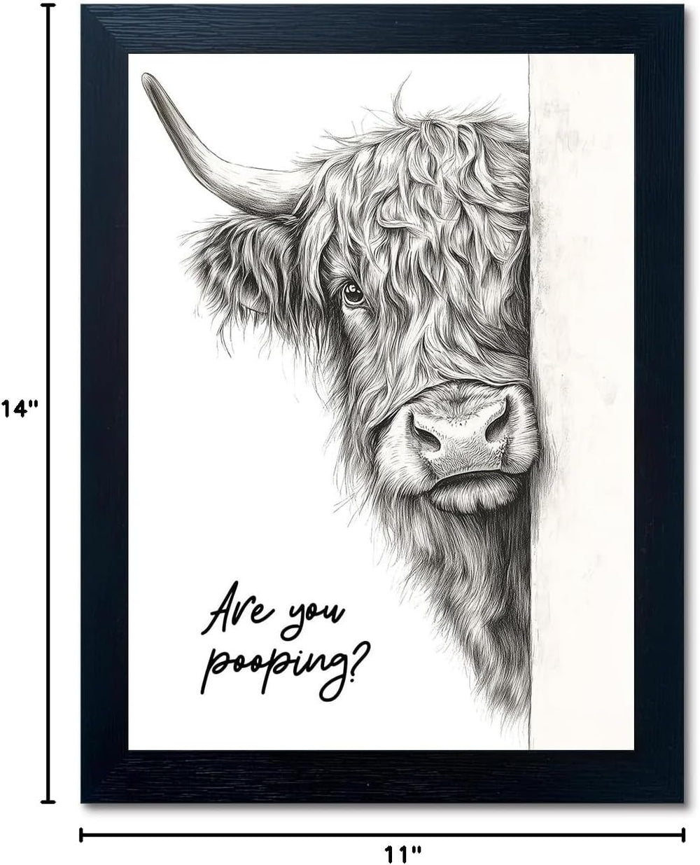 Funny Highland Cow Bathroom Wall Art - Rustic Farmhouse Wall Decor with Humor...