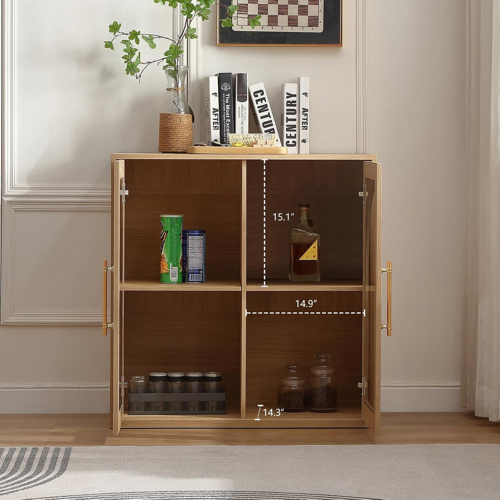 FOREST GRAVITY 31.5'' Display Sideboard Cabinet with Arched Glass Doors