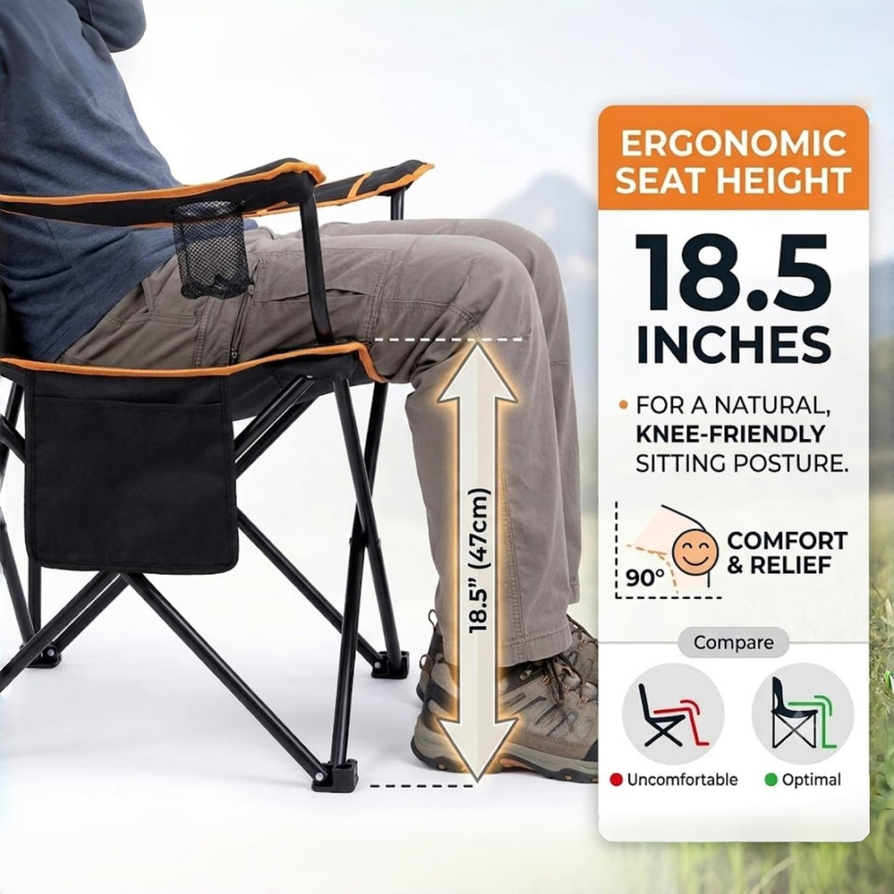EMERIT 2-Pack Folding Camping Chair, Diamond-Quilted & Adjustable Armrest
