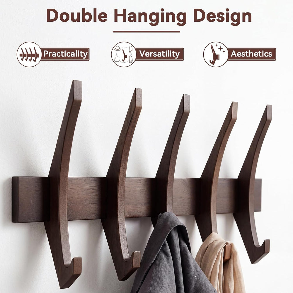 Marsui 21'' Wooden Coat Rack Wall Mounted with 5 Hooks