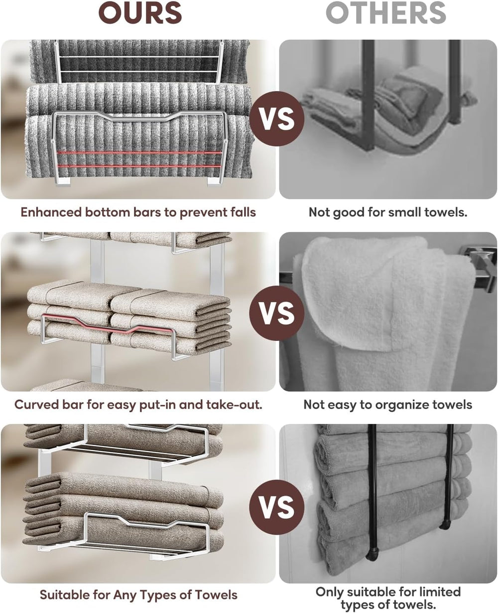 Aetyord Hanging Towel Racks for Bathroom No Drill - Over The Door 6-Tier Bath...