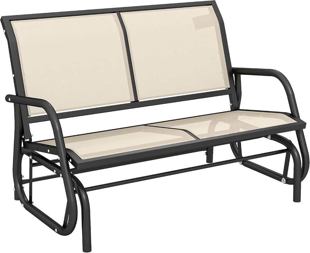 Outsunny 2-Person Outdoor Glider Bench with Steel Frame, Beige