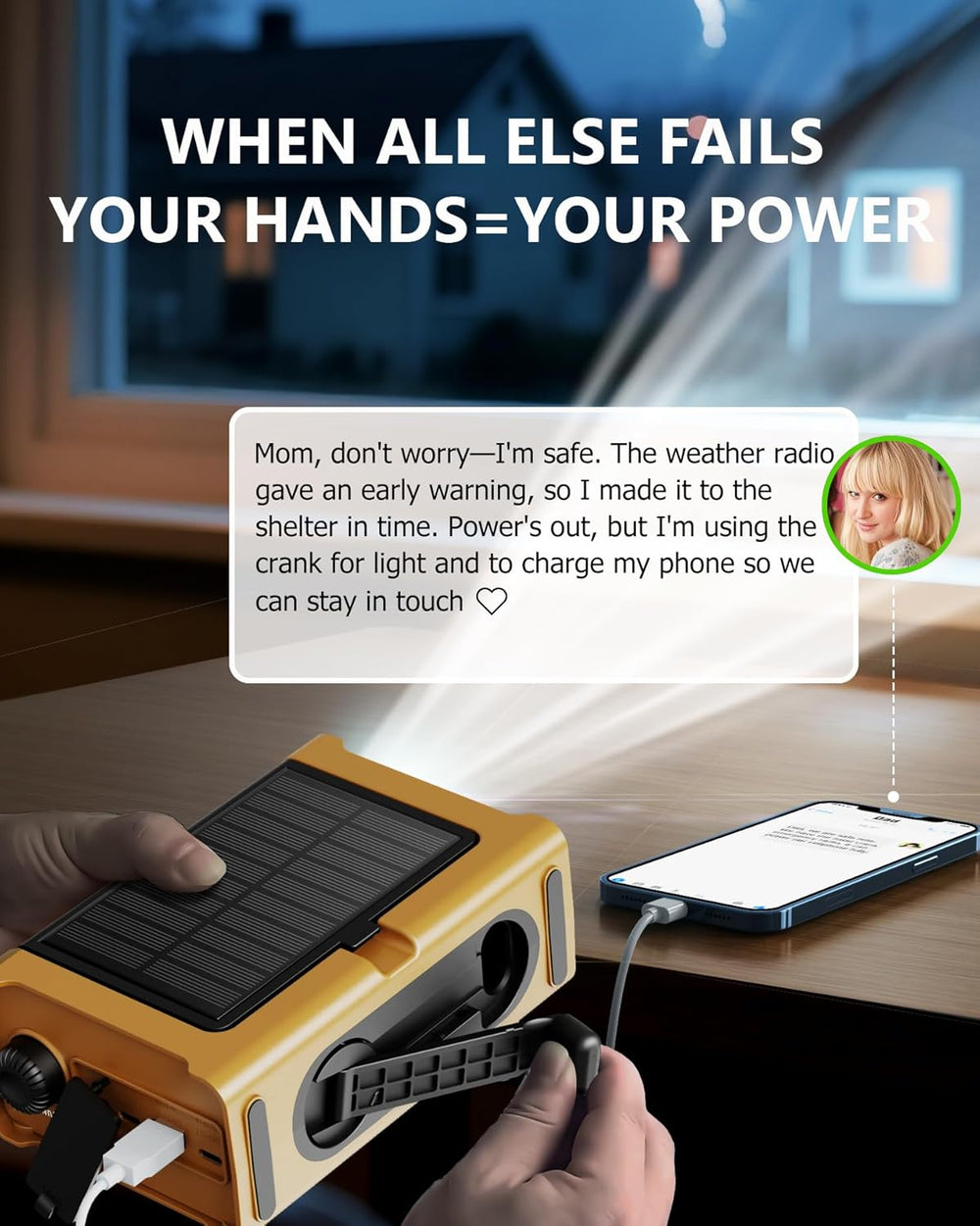Emergency Weather Radio with Large Solar Panel, Efficient Hand Crank