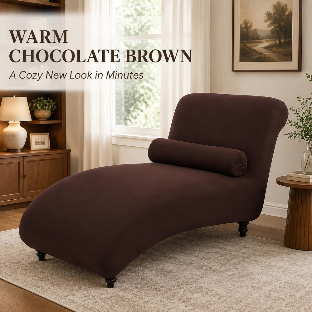 Printed Armless Chaise Lounge Indoor Slipcover Stretch Chair Covers for Livin...