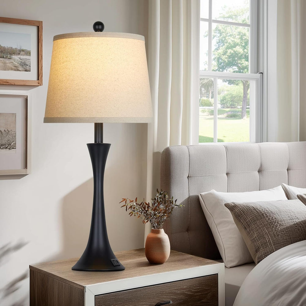 Rinweey 27.5" Table Lamps Set of 2, Touch Bedside Lamps with USB C+A Por...