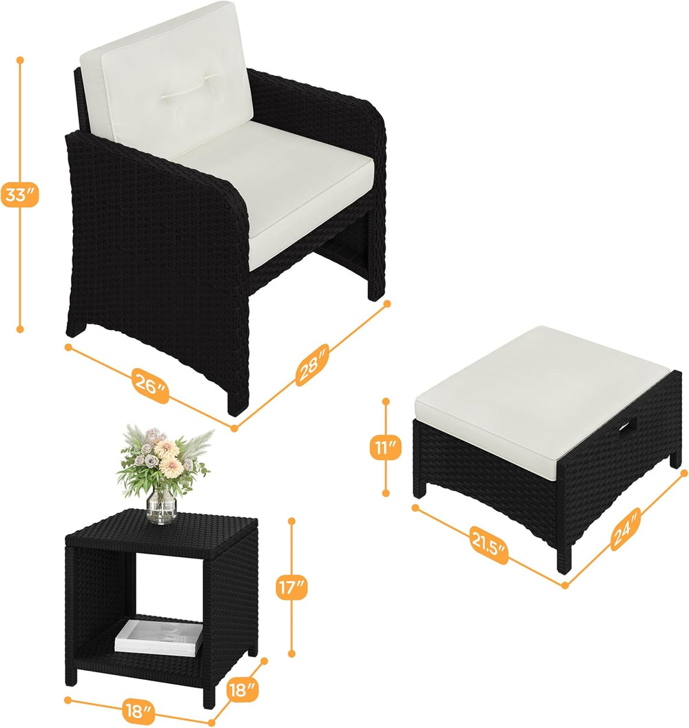 Yaheetech 5 Piece Patio Conversation Set with Ottomans, PE Wicker Balcony Fur...