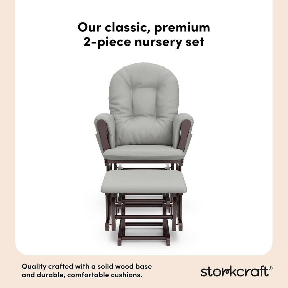 Storkcraft Premium Hoop Glider & Ottoman, Espresso/Light Gray