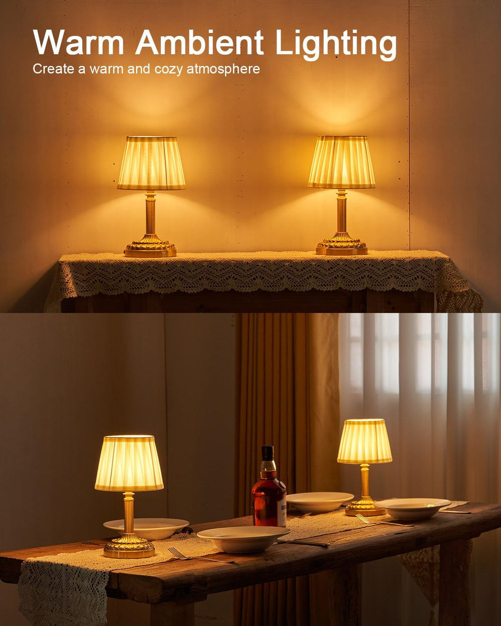 2 Pack Rechargeable Cordless Table Lamps for Restaurant Dining