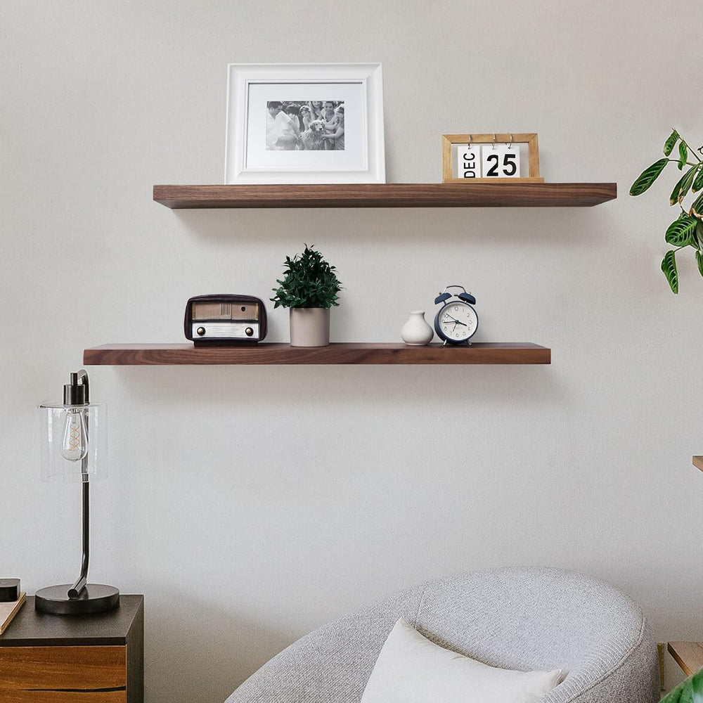 Axeman 36 Inch Solid Walnut Wood Floating Shelves, 6inch Deep Wall Shelves