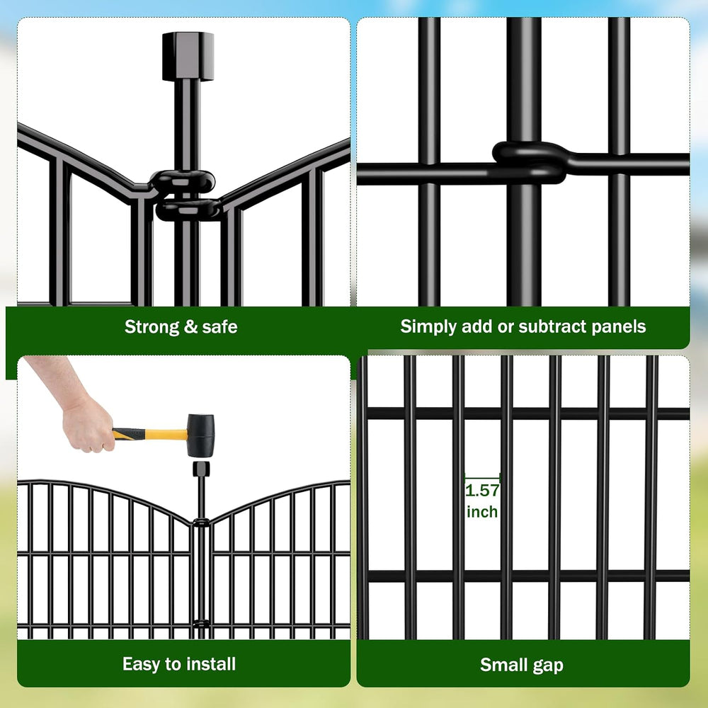 10 Panel No Dig Decorative Garden Fence 48" H x 22.6'L Outdoor Dog B...