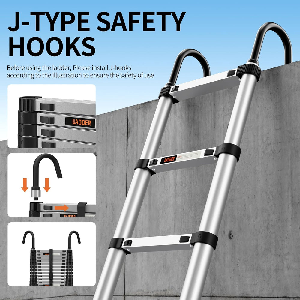 Telescoping Ladder,12.5FT Aluminum Extension Ladder,330lbs Max Capacity