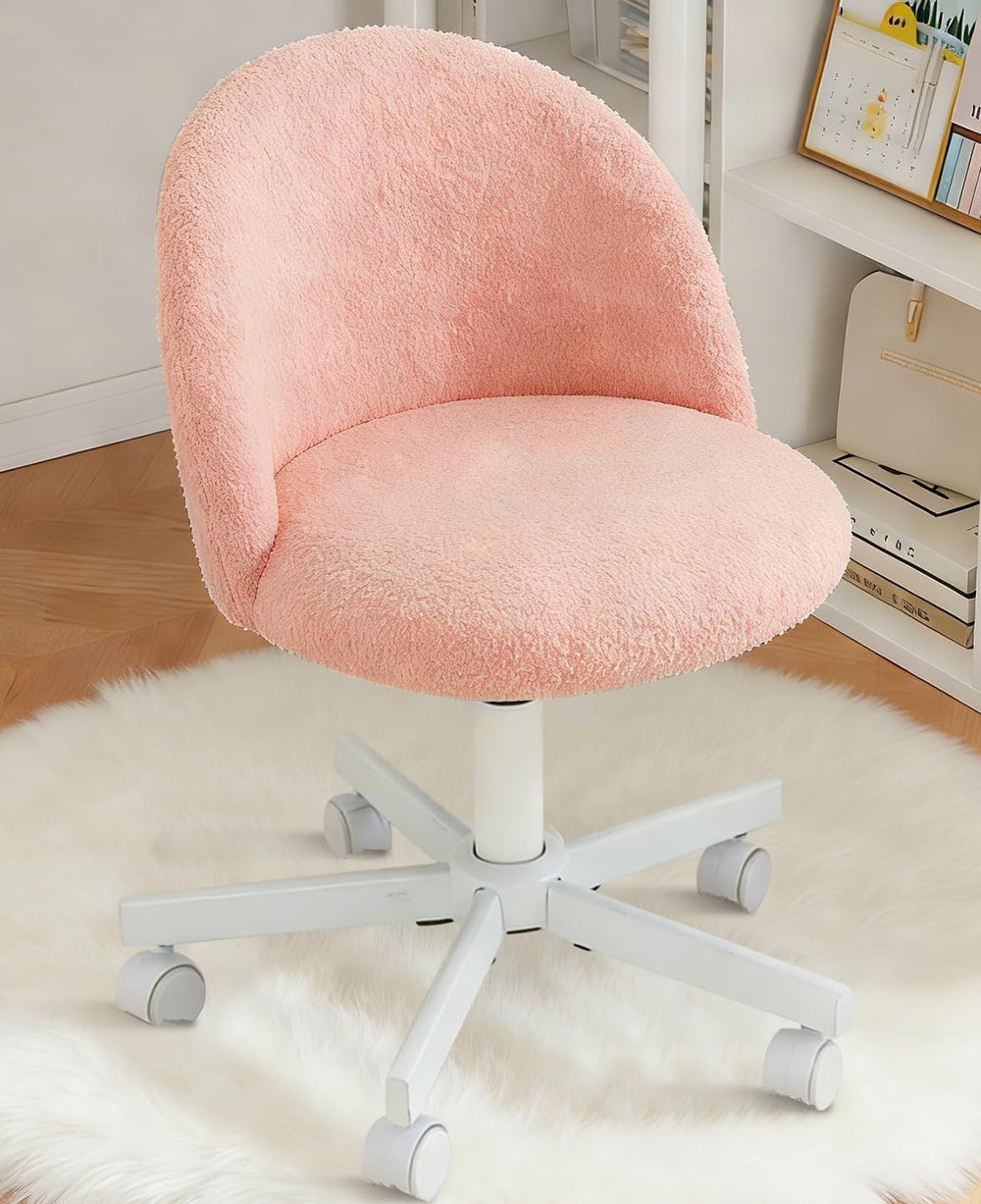 WAYTRIM Pink Vanity Chair with Wheels - Swivel Makeup Chair Small Computer Ch...