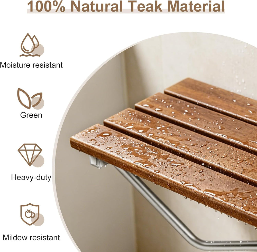 24'' Folding Shower Seat Wall Mounted, 500lb Load Capacity, Space-Saving