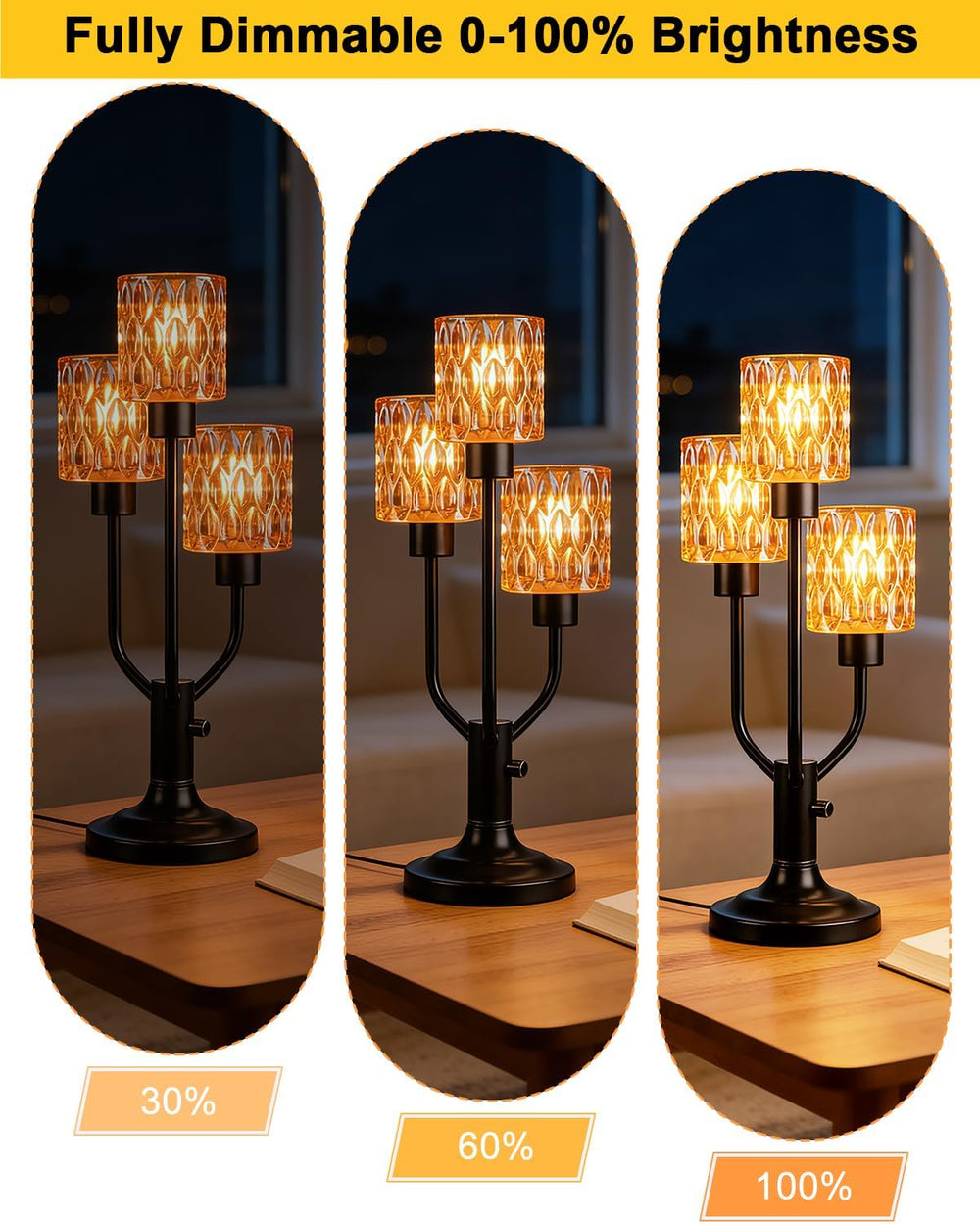 Mid Century Modern Table Lamp Dimmable Vintage Black Lamp Gift Box