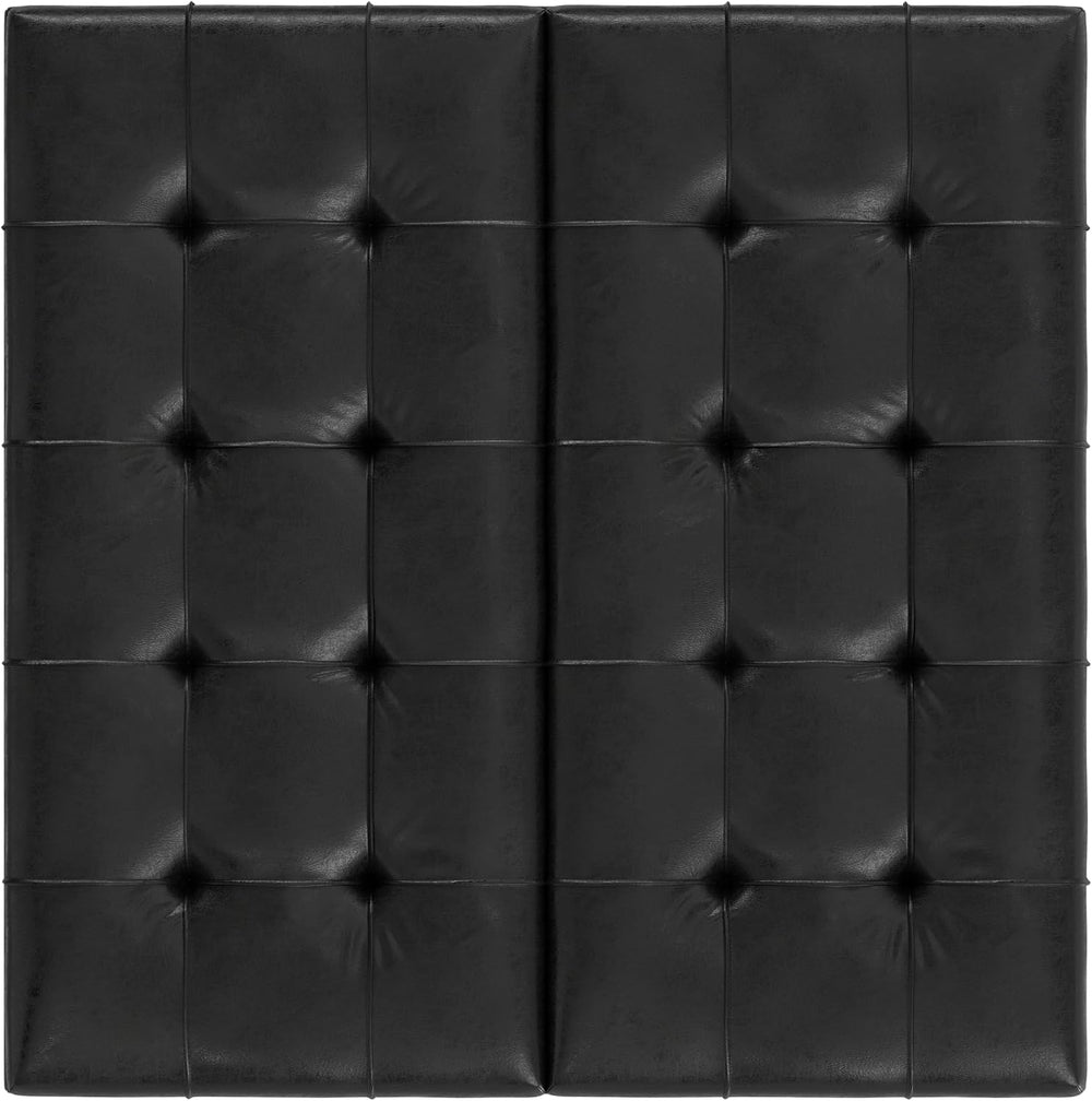 SIMPLIHOME Harrison 36" Wide Vegan Leather Lift Top Ottoman in Black