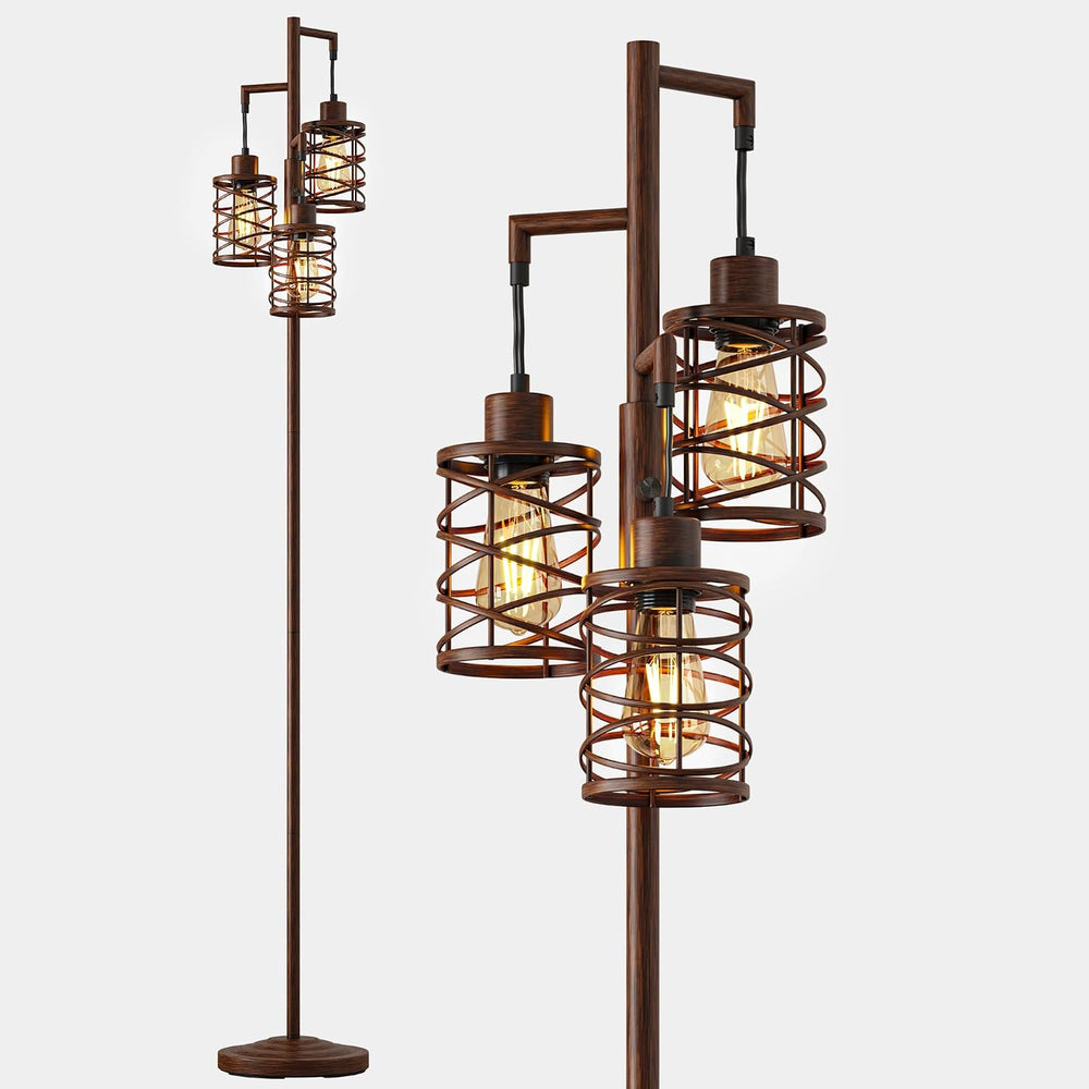 70" Farmhouse Dimmable Tree Floor Lamp, Floor Lamp for Living Room, Brown