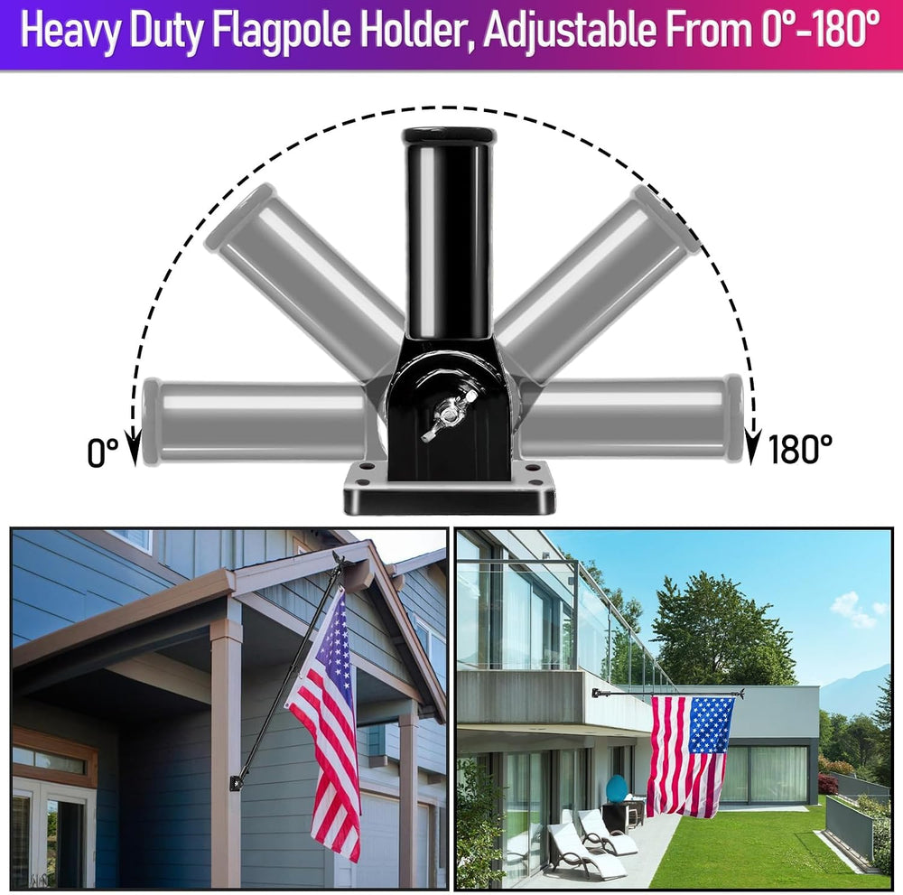 LETSTRY 5FT Flag Pole Kit for Outside House with American Flag & Solar Li...