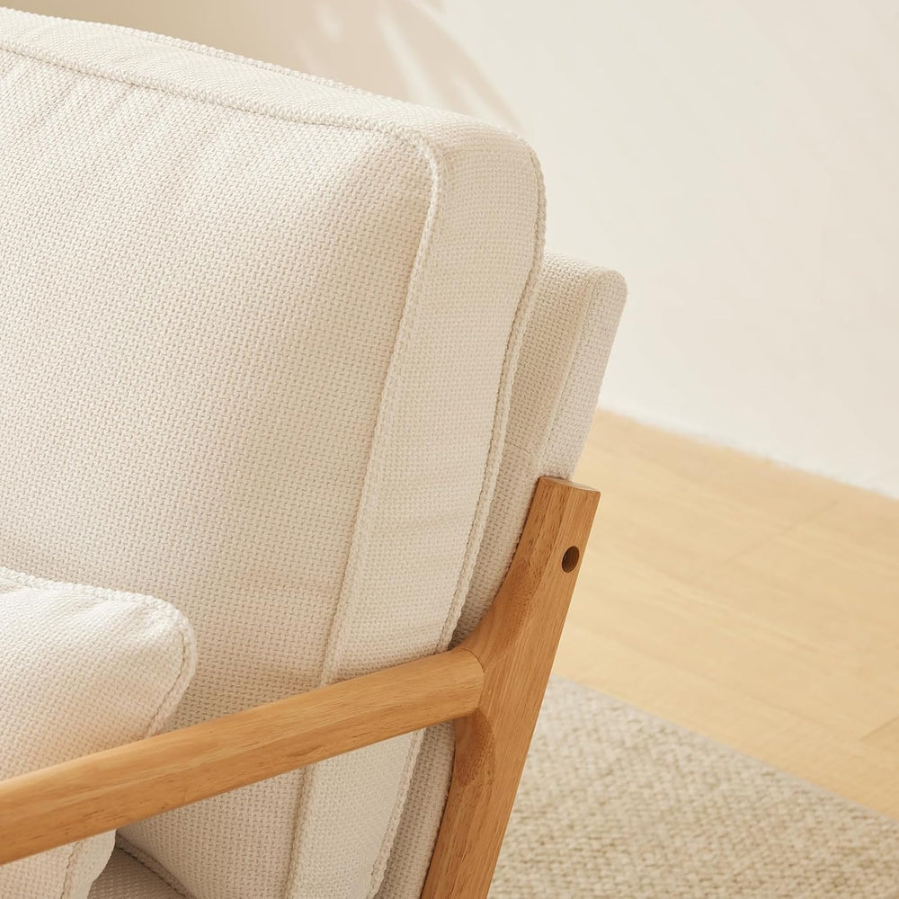 Bonnlo Coarse Beige Accent Chairs Set of 2, Upholstered Mid Century Modern Lo...