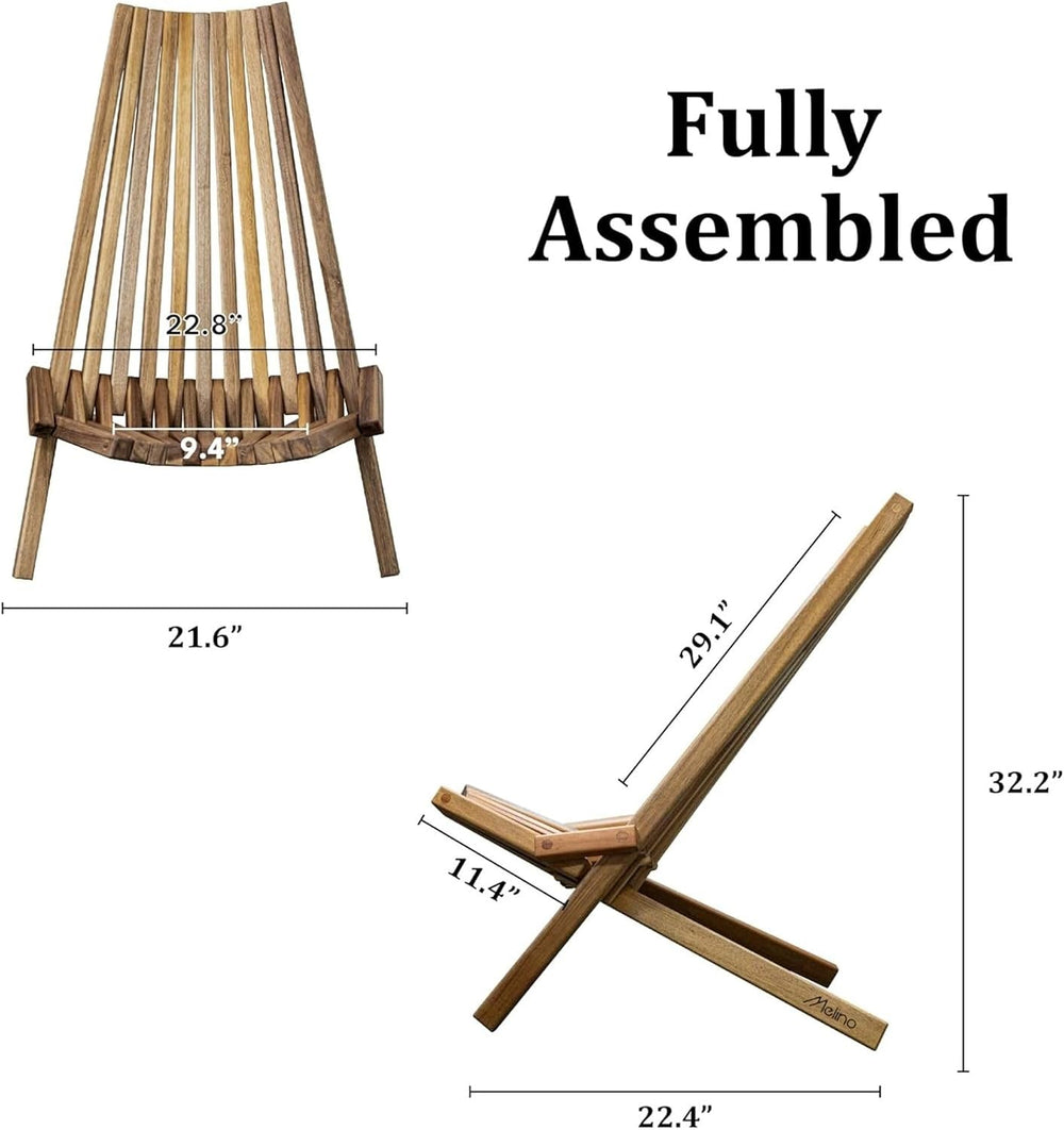 Melino Tamarack Acacia Wood Folding Lounge Chair, Low Profile Lounger