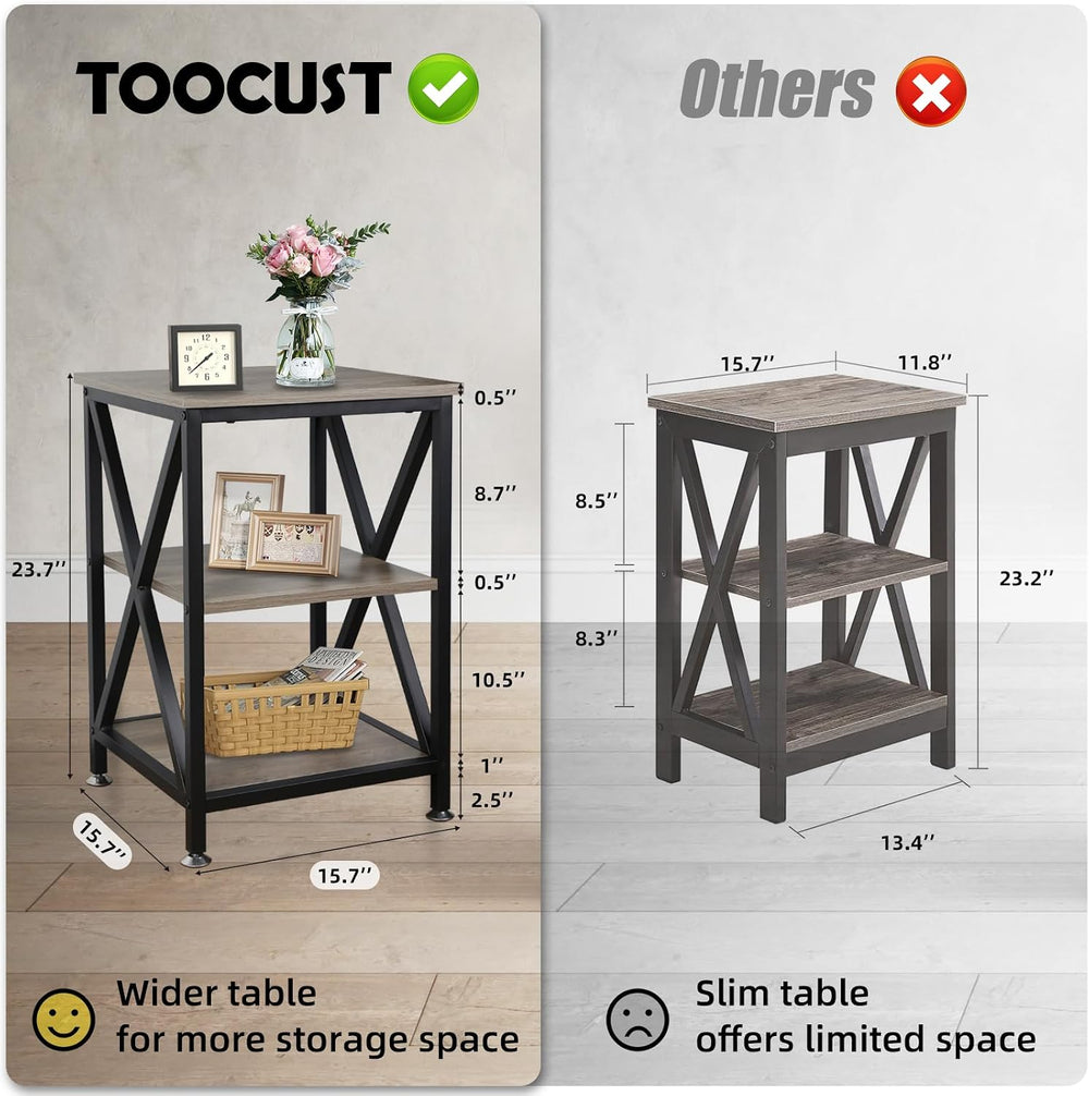 End Tables Living Room Set of 2, 16" D x 16" W x 24" H, Indoor...