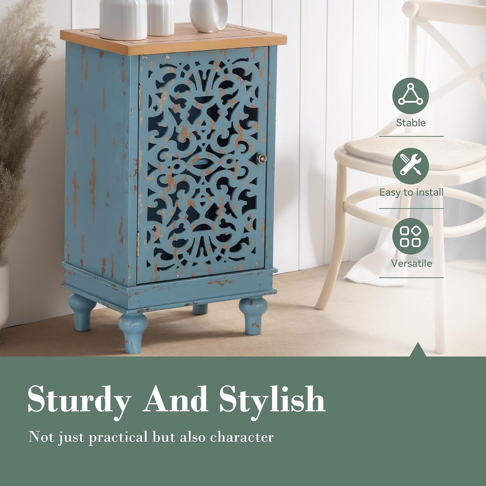 Sophia & William Small Accent Cabinet with Doors, Decorative Carved Cabinet