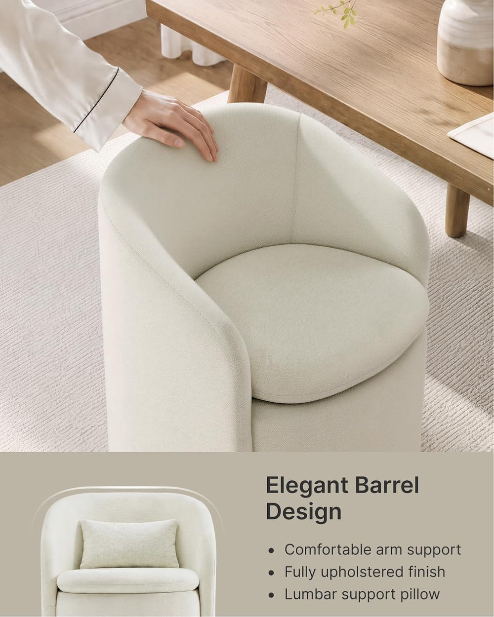 KISLOT Upholstered Dining Chairs Set of 2, Storage Kitchen Chair, Linen