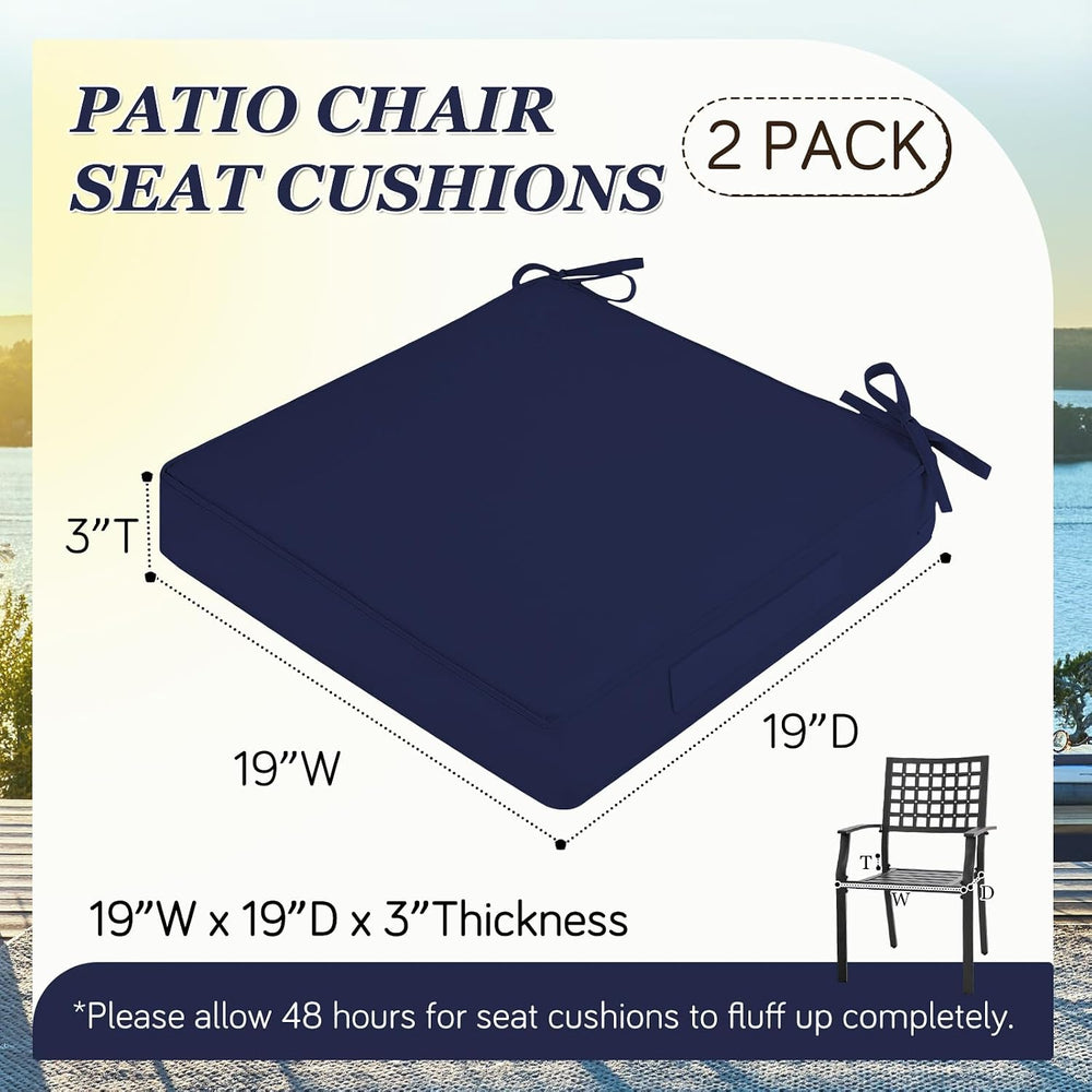Outdoor Chair Cushions, Removable Covers, Navy, 19 x 19