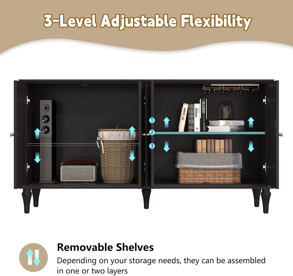 ARTPOWER 58'' Mid-Century Modern Sideboard Buffet Cabinet with Storage