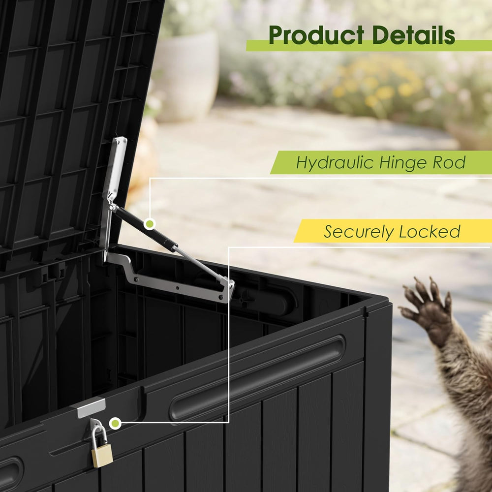 Devoko 100 Gallon Outdoor Storage Box, Waterproof Deck Box Lockable