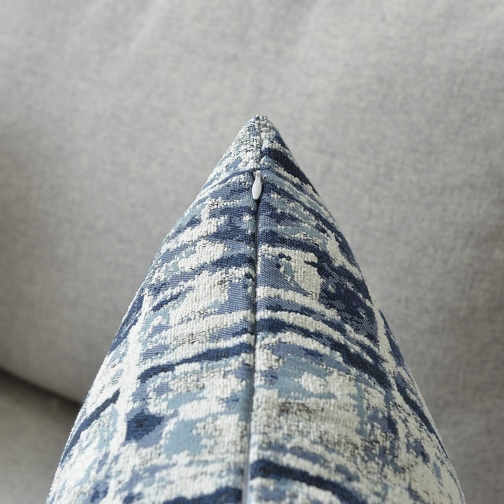 Jacquard Decorative Throw Pillow Covers for Couch Set of 2, 22x22 Inches, Nav...