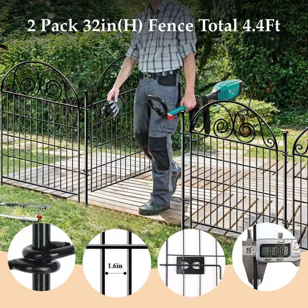 Getlay Tall Garden Animal Barrier Fencing with Gate, 32 Inch(H) 2 Panels Tota...