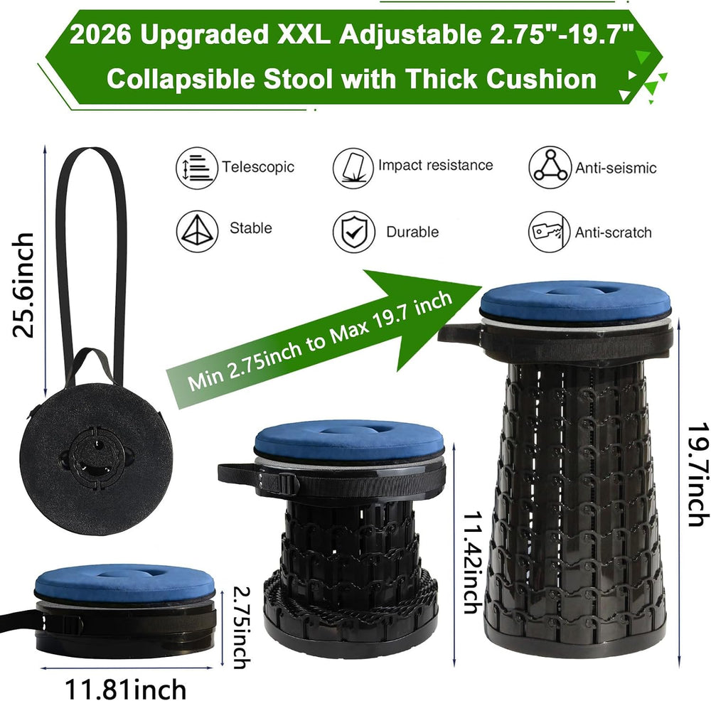 2026 Upgraded XXL Collapsible Stool with Thick Cushion,19.7"H-11.8"...