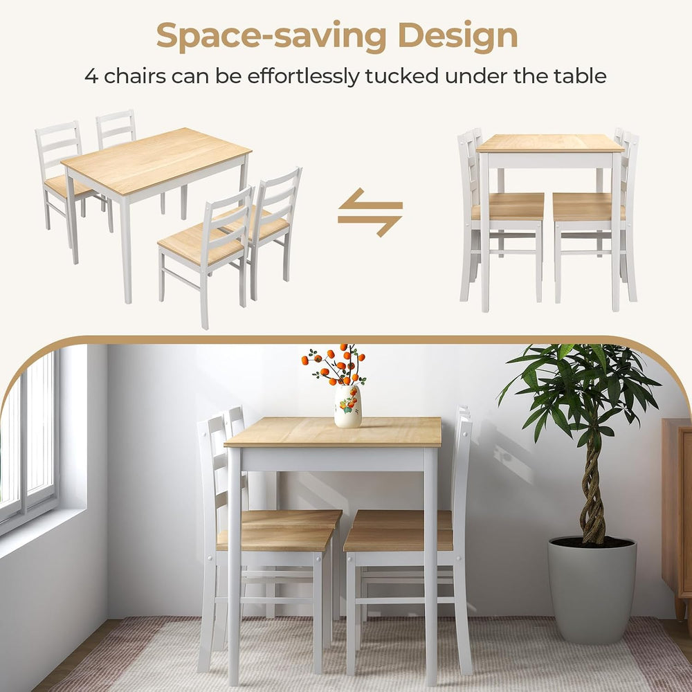 Tangkula Mid-Century Modern Dining Table Set for 4, Wood Kitchen Table Set