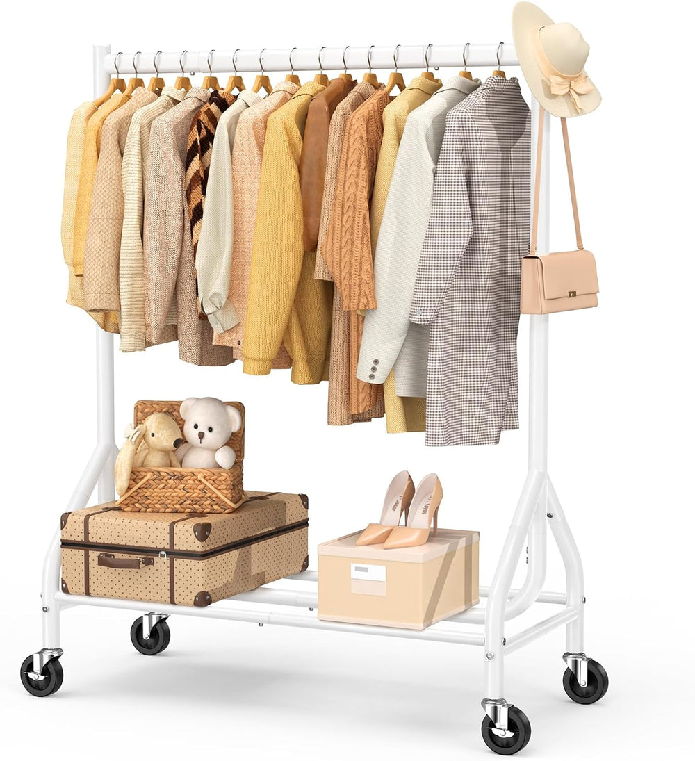 EAGMAK Heavy Duty Clothes Rack Load 420 LBS, Rolling Garment Rack with Lockab...