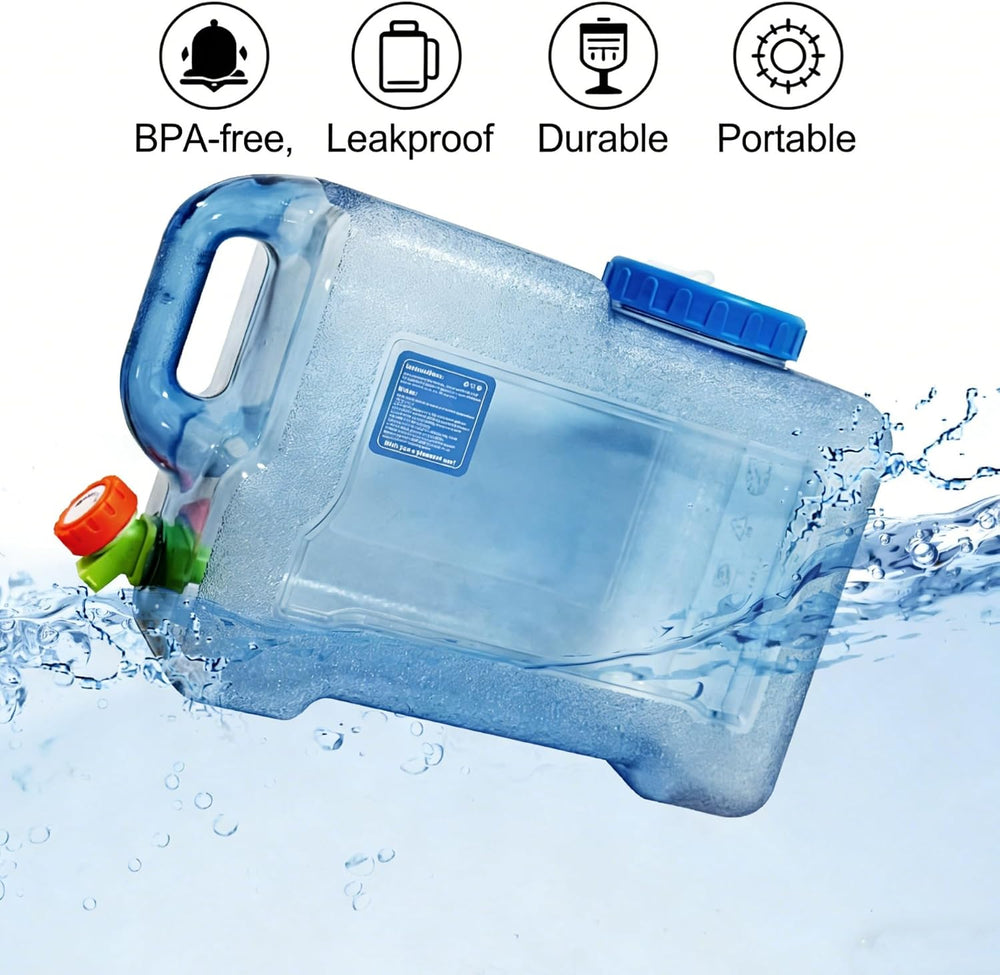 3.17 Gallon Water Container with Spigot, Portable Water Jug, No Leakage Campi...
