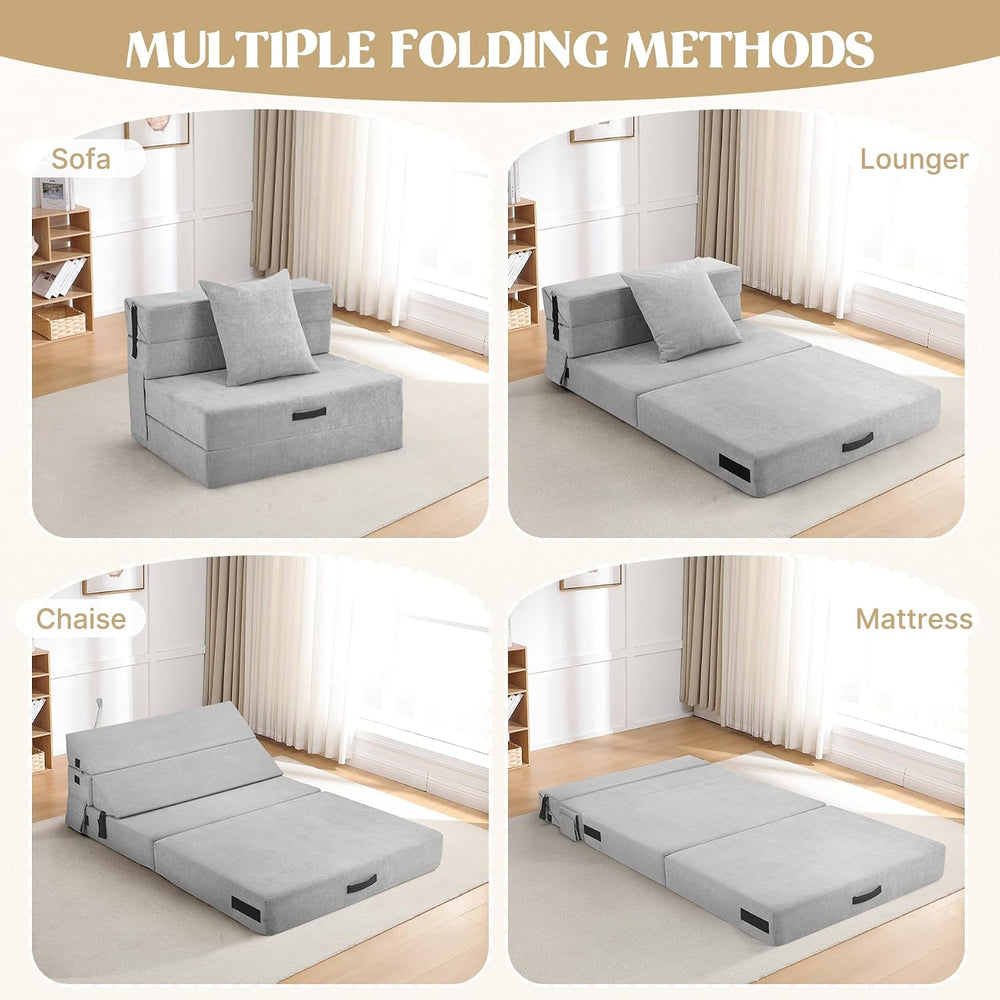 Convertible Sofa Bed 4 in 1 Folding Sleeper Chair, High Density Sponge Floor ...
