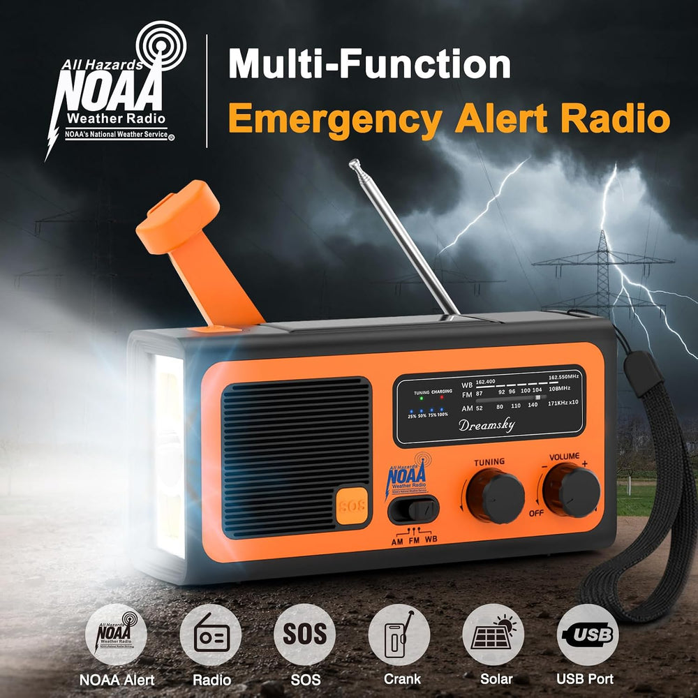 Dreamsky NOAA Emergency Radio Weather Alert with Hand Crank Solar