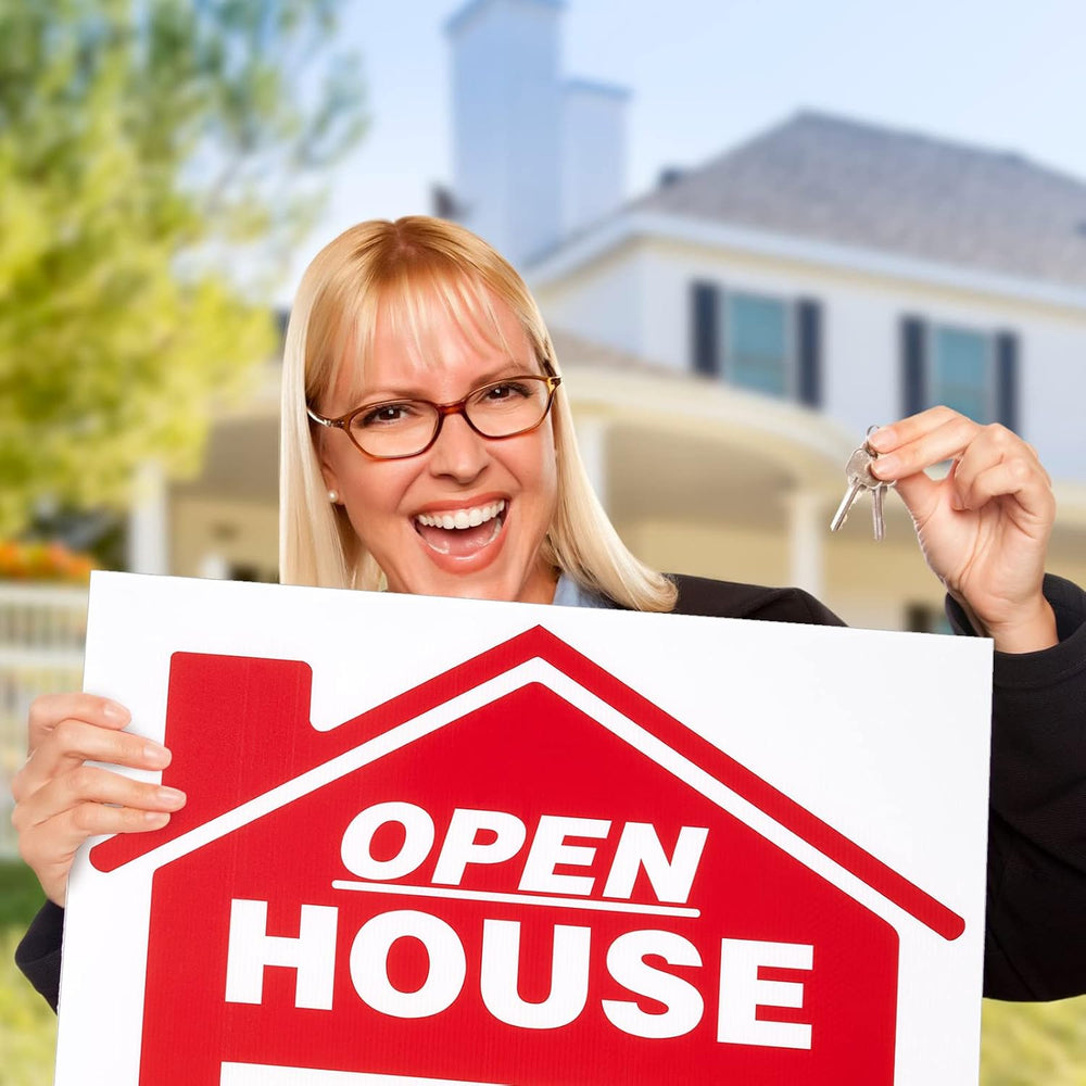 Juexica 7 Pack Open House Sign Directional with Tall Stands 24 x 18 Inch Real...