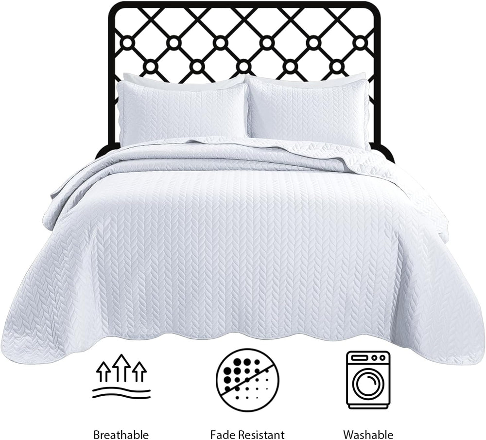 IR Imperial Rooms King Quilt White Leaf 8 Pack for Hotel Guest Bedroom