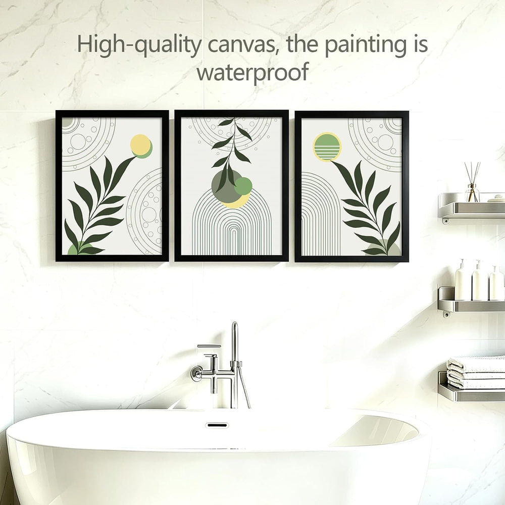 Black Framed Boho Abstract Canvas Wall Art Set 3-12×16 inch