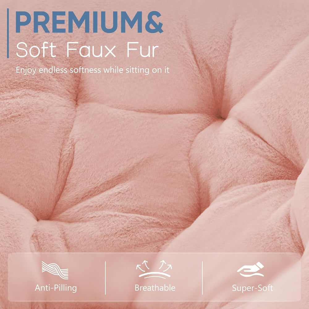 DUMOS Faux Fur Saucer Chair for Adults, Living Room Folding Lounge Chair