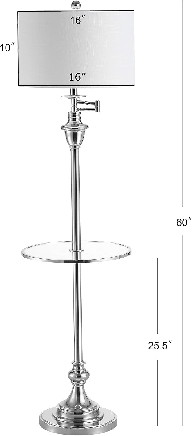JONATHAN Y Cora 60" Metal Swing Arm Floor Lamp, Chrome/Clear