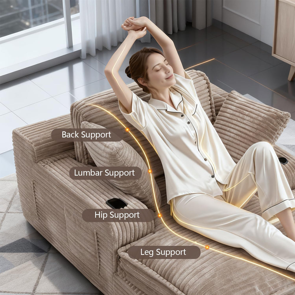 67" Oversized Chaise Lounge Chair Indoor, Soft Boneless Cloud Couch, Camel