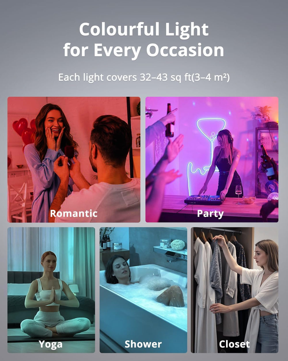 Combuh Rechargeable LED RGB Ambient Shower Light Waterproof Inside Wireless