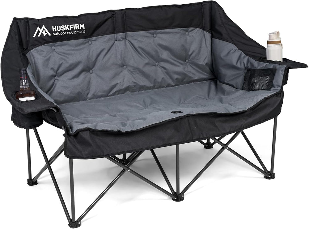 Oversized Double Camping Chair Padded Camping Chairs for Adults,Black