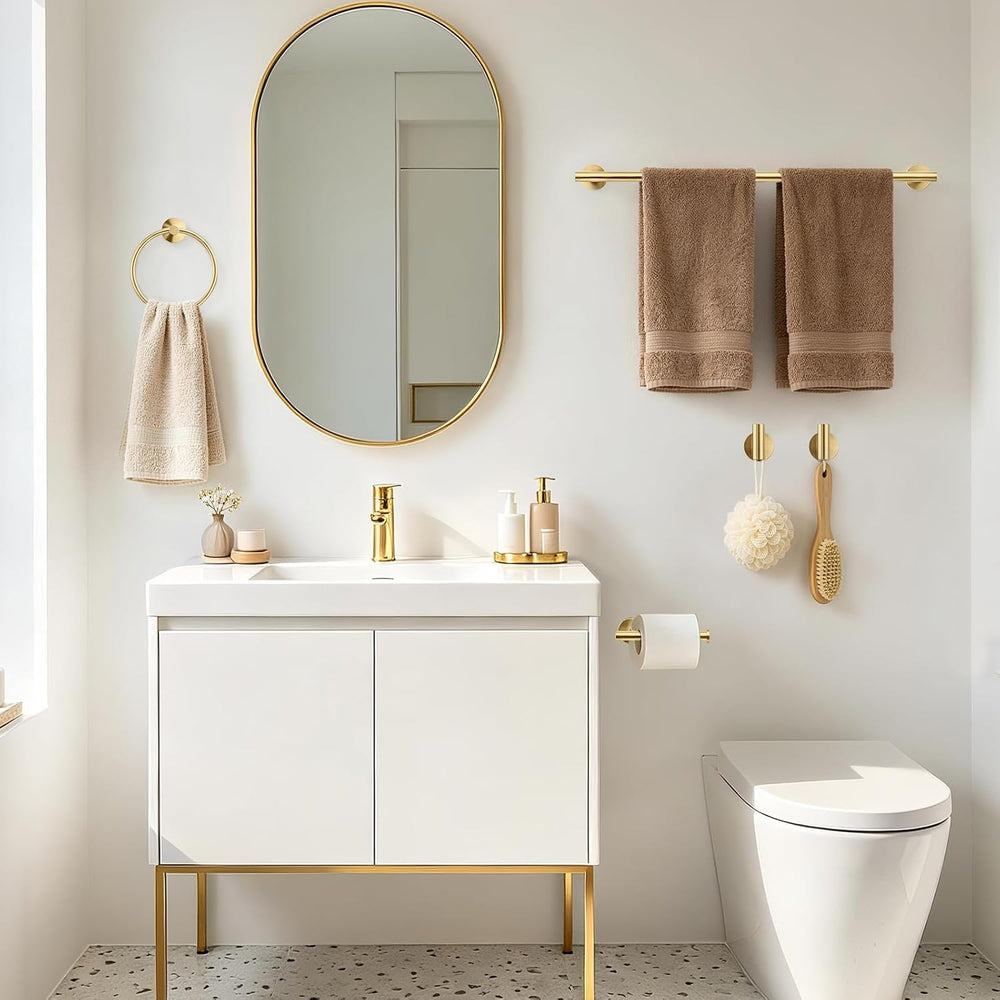 STWWO 5-Piece Gold Bathroom Accessories Set 24 Inch Bathroom Towel Bar