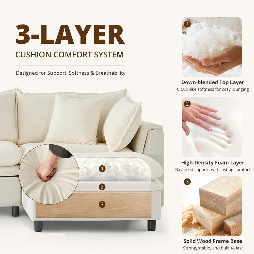 Single Armchair with Storage Ottoman, Modern Chenille Cloud